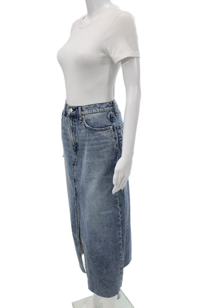 Rag & Bone Womens Denim Pencil Midi Skirt Blue Cotton Button Size 29