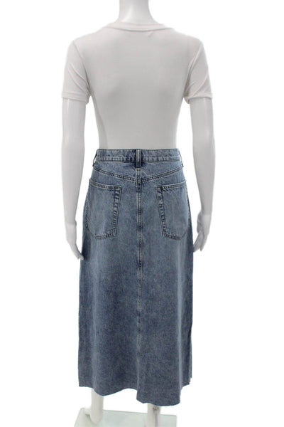Rag & Bone Womens Denim Pencil Midi Skirt Blue Cotton Button Size 29
