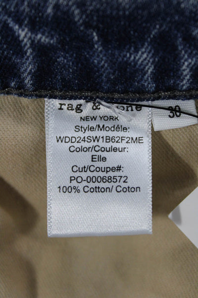 Rag & Bone Womens Straight Pencil Midi Blue Cotton Skirt Button Size 30