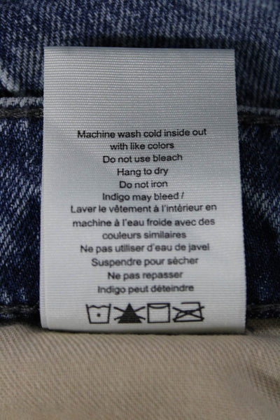 Rag & Bone Womens Straight Pencil Midi Blue Cotton Skirt Button Size 30