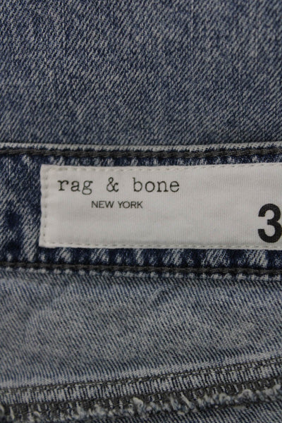 Rag & Bone Womens Straight Pencil Midi Blue Cotton Skirt Button Size 30