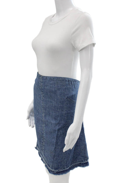 Rag & Bone Women A-Line Blue Cotton Blend Solid Skirt Zip Size L