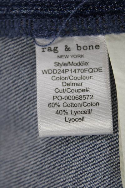 Rag & Bone Women A-Line Blue Cotton Blend Solid Skirt Zip Size L