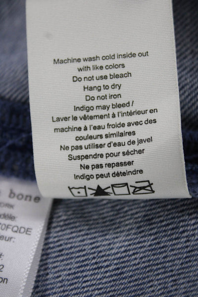 Rag & Bone Women A-Line Blue Cotton Blend Solid Skirt Zip Size L