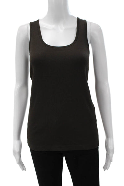 Anatomie Women Brown Scoop Neck Pima Cotton Blend Tank Top Sleeveless Size L