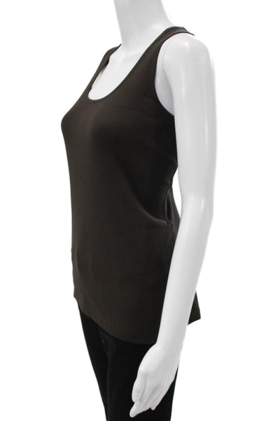 Anatomie Women Brown Scoop Neck Pima Cotton Blend Tank Top Sleeveless Size L