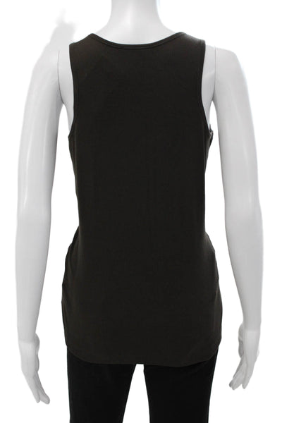 Anatomie Women Brown Scoop Neck Pima Cotton Blend Tank Top Sleeveless Size L