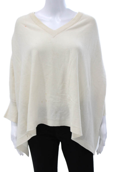 Michael Kors Women Cashmere V-Neck Pullover Sweater White Size One Size