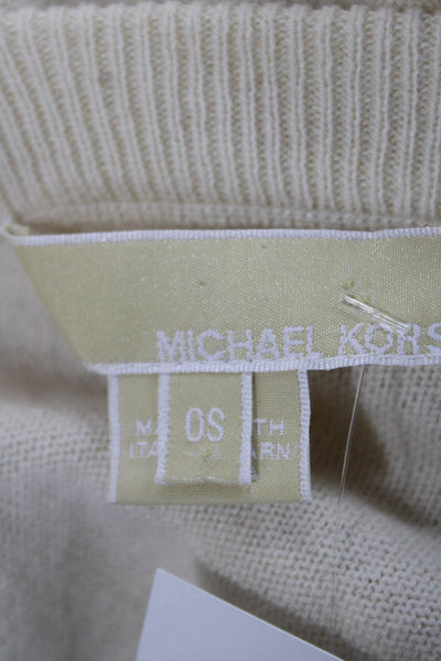 Michael Kors Women Cashmere V-Neck Pullover Sweater White Size One Size