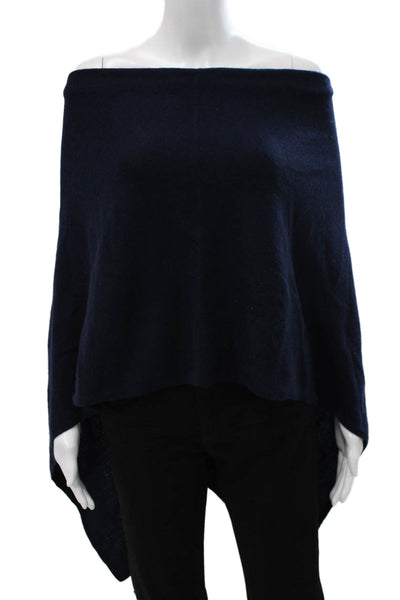 Minnie Rose Womens Cashmere Boat Neck Poncho Shawl Blue Size One Size