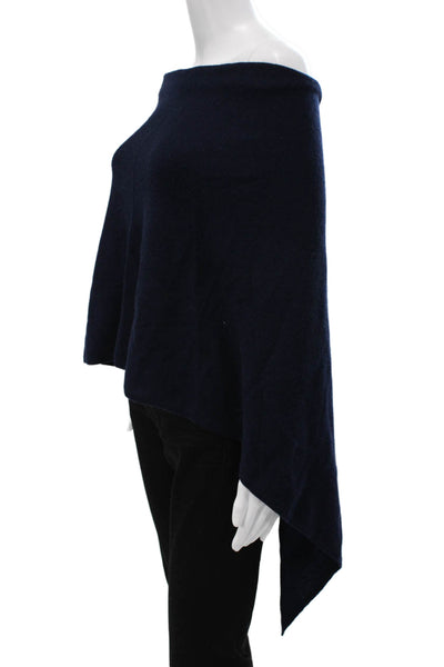 Minnie Rose Womens Cashmere Boat Neck Poncho Shawl Blue Size One Size