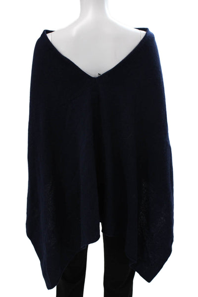 Minnie Rose Womens Cashmere Boat Neck Poncho Shawl Blue Size One Size