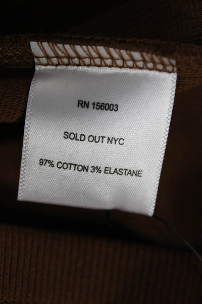 Soldout.nyc Womens Brown Basic Sleeveless Cotton Blend Round Neck Tank Size L