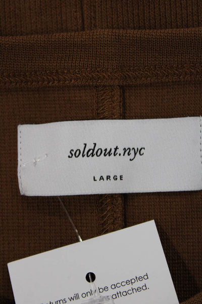 Soldout.nyc Womens Brown Basic Sleeveless Cotton Blend Round Neck Tank Size L