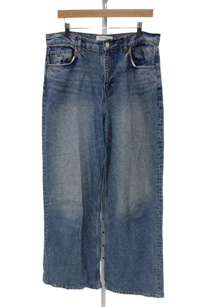 Reformation Women Wide Leg Jeans High Waist Blue Cotton Blend Size 30