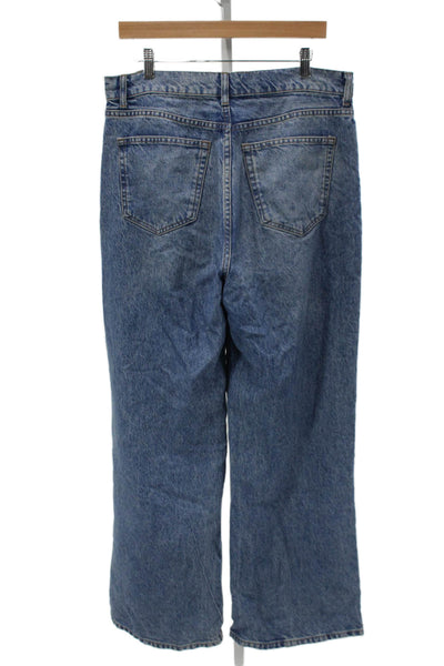 Reformation Women Wide Leg Jeans High Waist Blue Cotton Blend Size 30