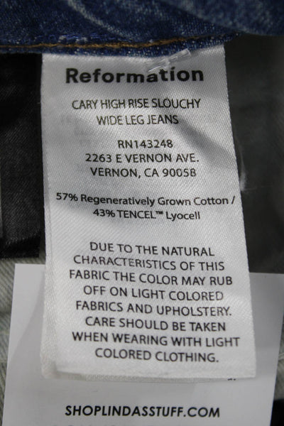 Reformation Women Wide Leg Jeans High Waist Blue Cotton Blend Size 30