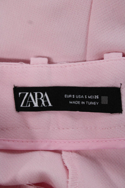 Zara Womens Chino Shorts Pink Polyester Zip Size S