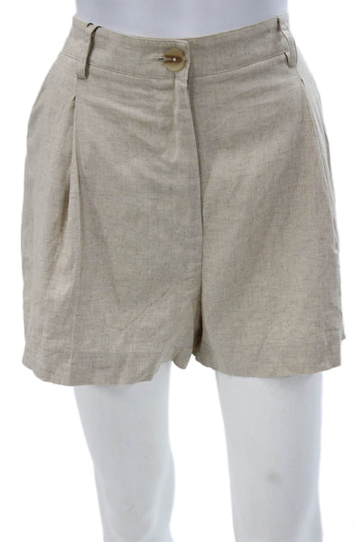 Tularosa Women Chino Linen Blend Shorts Beige Button Size M