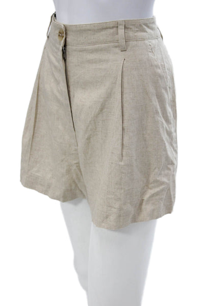 Tularosa Women Chino Linen Blend Shorts Beige Button Size M