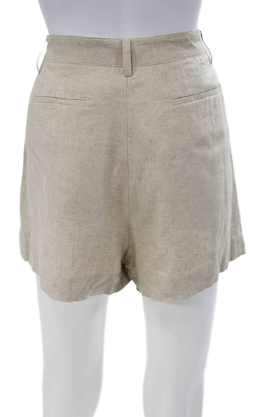 Tularosa Women Chino Linen Blend Shorts Beige Button Size M