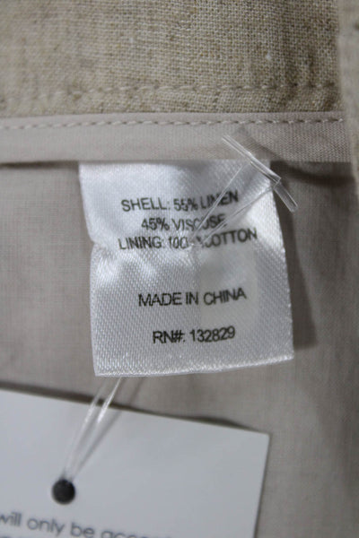Tularosa Women Chino Linen Blend Shorts Beige Button Size M