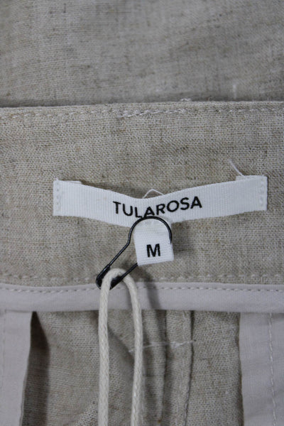 Tularosa Women Chino Linen Blend Shorts Beige Button Size M