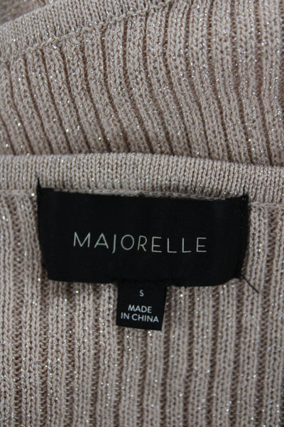 Majorelle Women Cropped Blouse Long Sleeve Beige Scoop Neck Size S