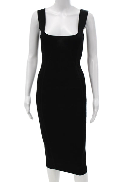 Aqua Womens Knit Dress Black Square Neck Mid-Calf Sleeveless Size S