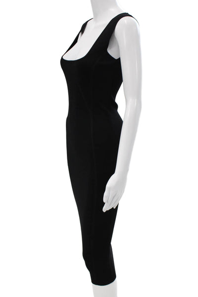 Aqua Womens Knit Dress Black Square Neck Mid-Calf Sleeveless Size S