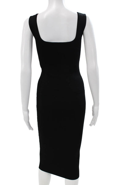 Aqua Womens Knit Dress Black Square Neck Mid-Calf Sleeveless Size S