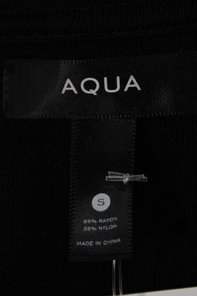 Aqua Womens Knit Dress Black Square Neck Mid-Calf Sleeveless Size S