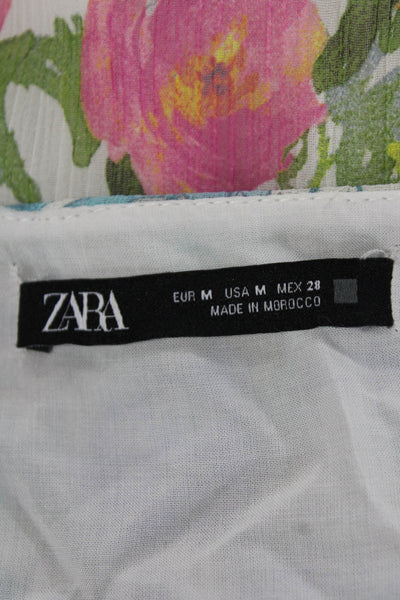 Zara Womens Babydoll Floral V-Neck Rayon Blend Long Sleeve Dress Size M