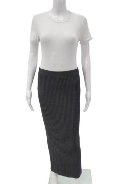 L'Academie Womens Gray Viscose Straight Pencil Skirt Long Pull On Size S