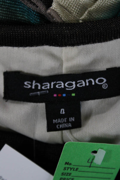 Sharagano Women Shift Dress Multi Color Striped Short Sleeve Round Neck Size 4