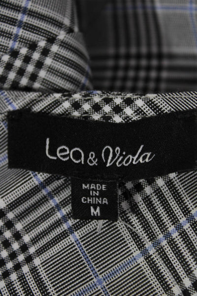 Lea & Viola Womens Wrap Dress Gray Plaid Long Sleeve Knee Length Size M