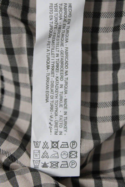 Zara Women Blouson Dress Beige Plaid Viscose 3/4 Sleeve Midi Size M