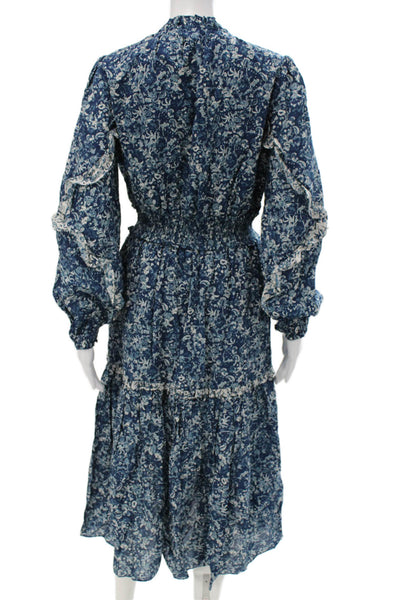 Intermix Womens Maxi Floral Dress Long Sleeve High Neck Knee Length Size 8