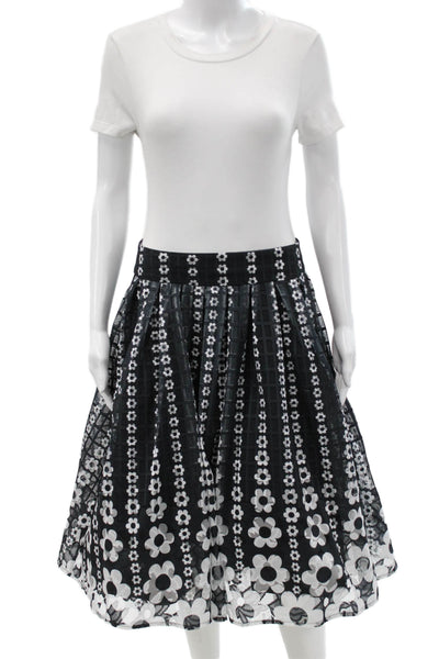 Gracia Womens Flare Skirt Black Polyester Knee Length Zip Size M