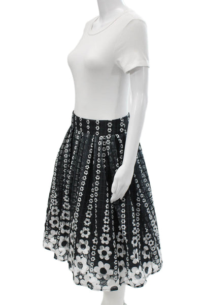 Gracia Womens Flare Skirt Black Polyester Knee Length Zip Size M