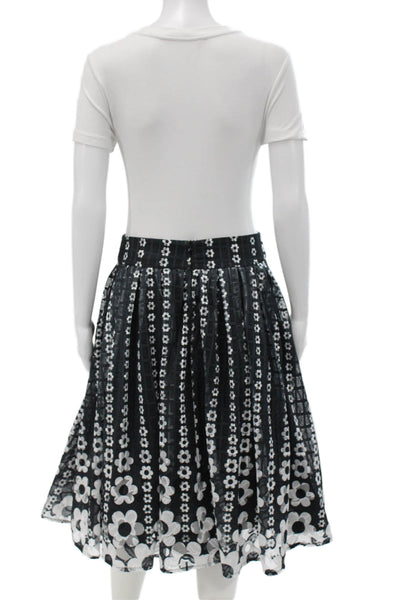 Gracia Womens Flare Skirt Black Polyester Knee Length Zip Size M