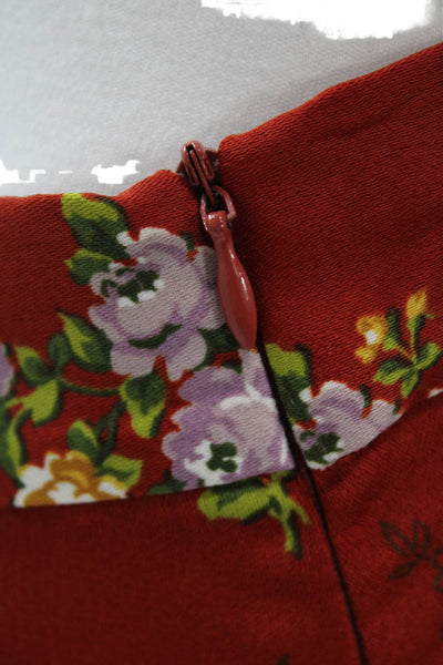 Zara Womens Red Floral A-Line Long Polyester Skirt Size L