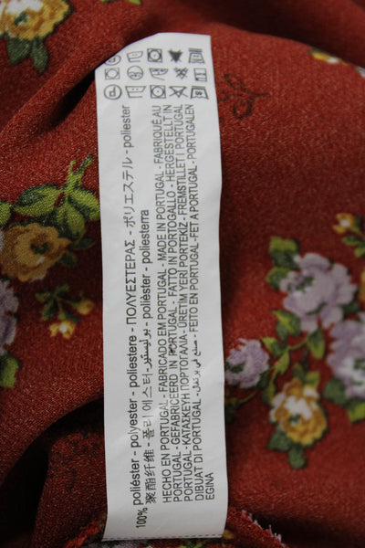 Zara Womens Red Floral A-Line Long Polyester Skirt Size L