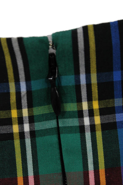 J Crew Womens Wrap Plaid Skirt Tie Waist Multicolor Cotton Blend Size 4