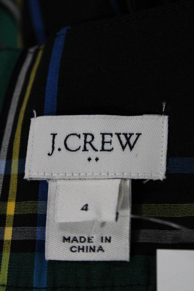 J Crew Womens Wrap Plaid Skirt Tie Waist Multicolor Cotton Blend Size 4