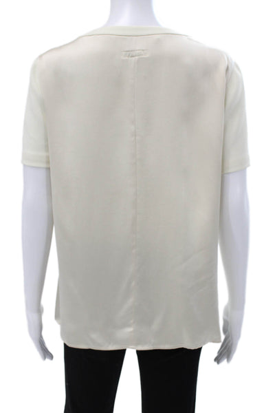 Rag & Bone Women Basic Ivory Round Neck Short Sleeve Blouse Polyester Size S