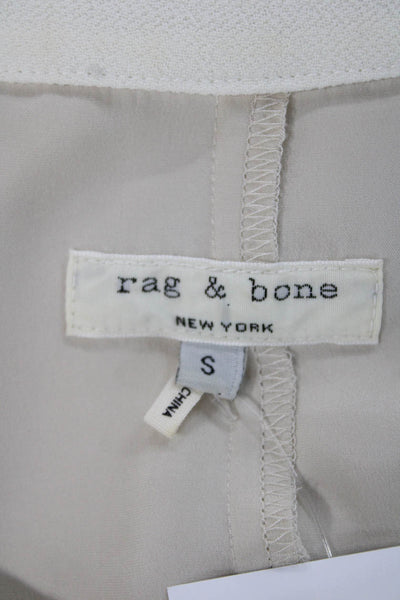 Rag & Bone Women Basic Ivory Round Neck Short Sleeve Blouse Polyester Size S