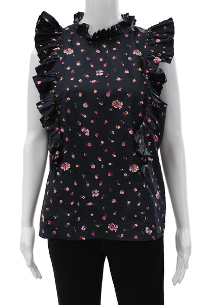 Rebecca Taylor Womens Multicolor Floral High Neck Sleeveless Blouse Size 8