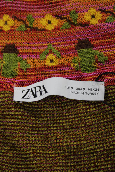 Zara Womens Basic Button-Up Viscose Floral Longsleeve Multicolor Size S