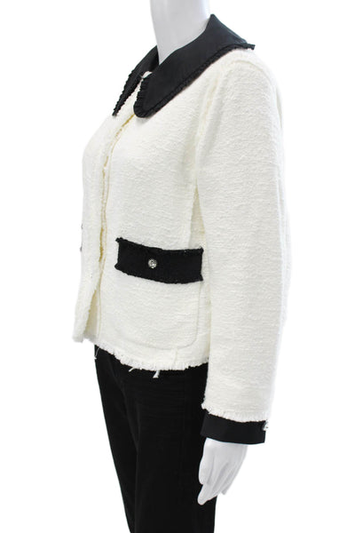 Zara Womens Basic Jacket White Collared Cotton Button Long Sleeve Size L